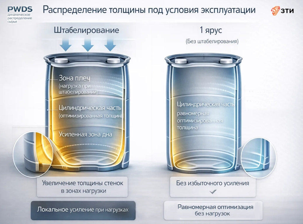 Баннер распределения толщины стенок пластиковой бочки